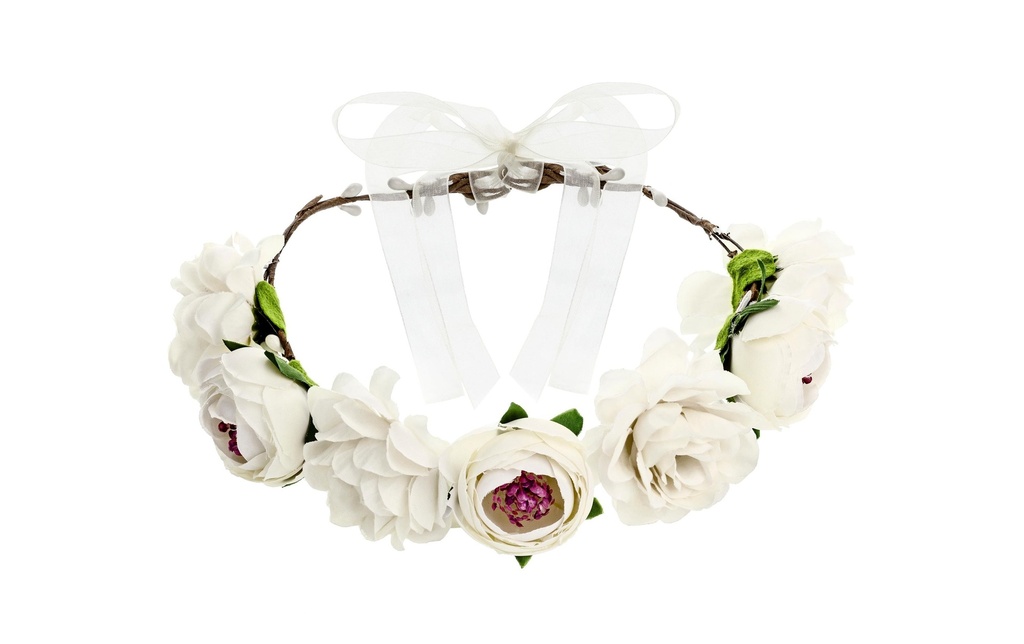 Partydeco Accessoires de mariage Couronne florale 17 cm, blanc