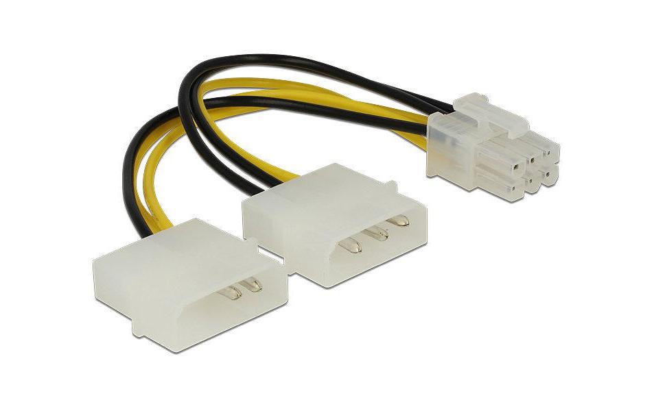 Delock Câble électrique en Y 6Pin - 2x Molex 15 cm