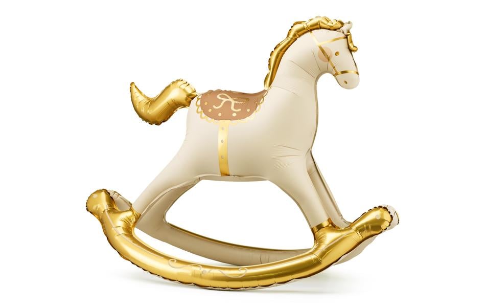 Partydeco Ballon en aluminium Cheval à bascule, Beige, 106 x 86 cm, 1 pièce