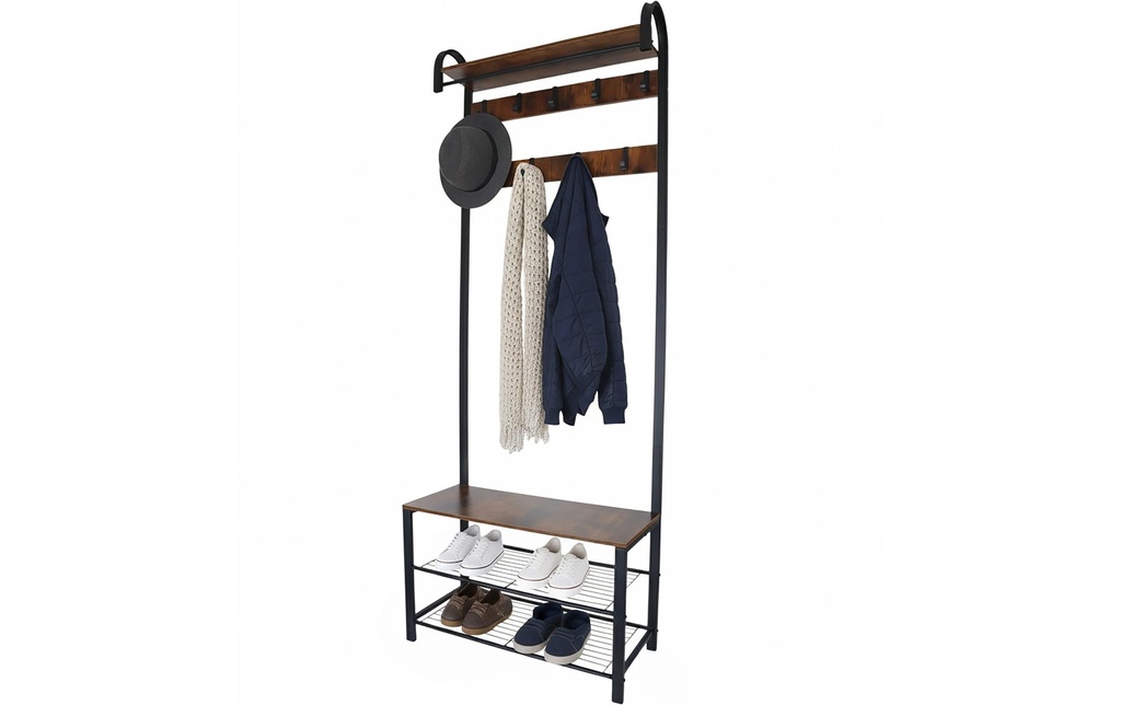 relaxdays Porte-manteau Brun foncé/Noir