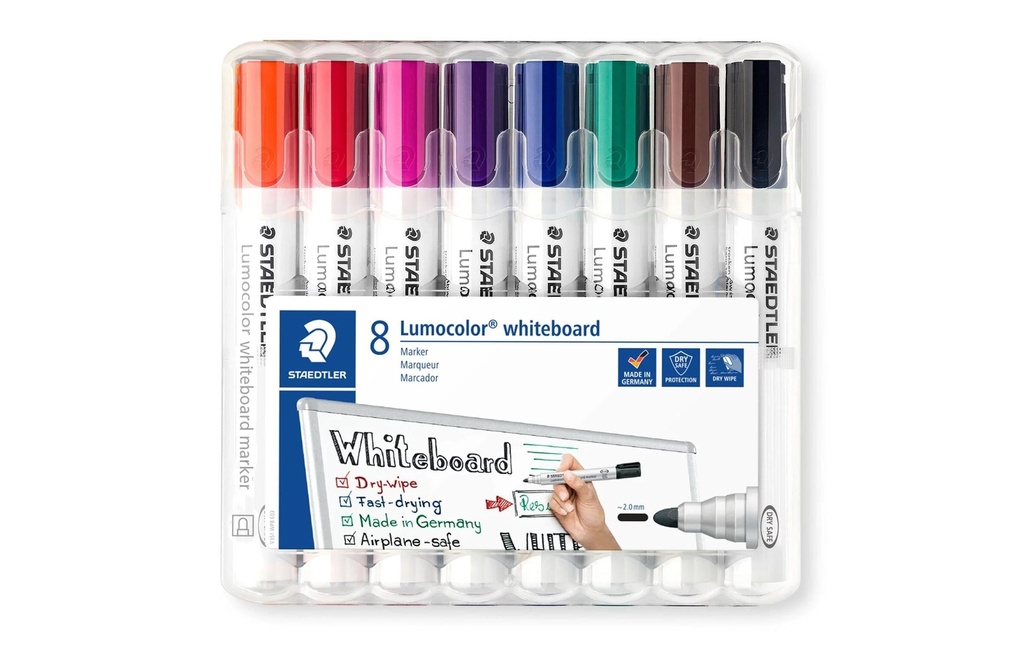 Staedtler Lumocolor 351 Jeu de 8, bout rond
