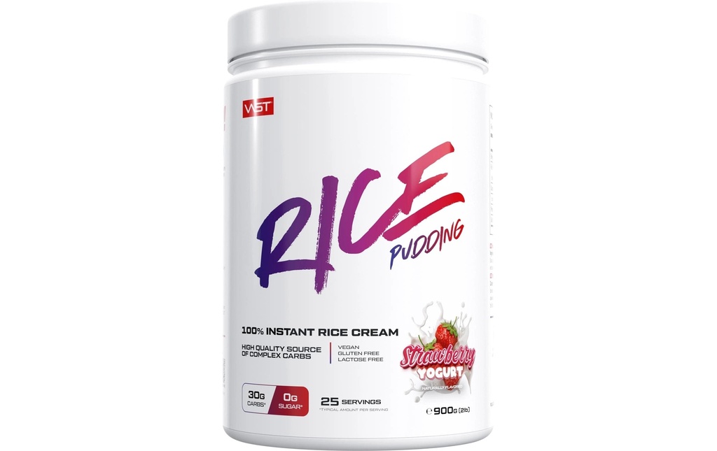 VAST Boîte de Rice Pudding instantané: 900g, Yogourt à la fraise