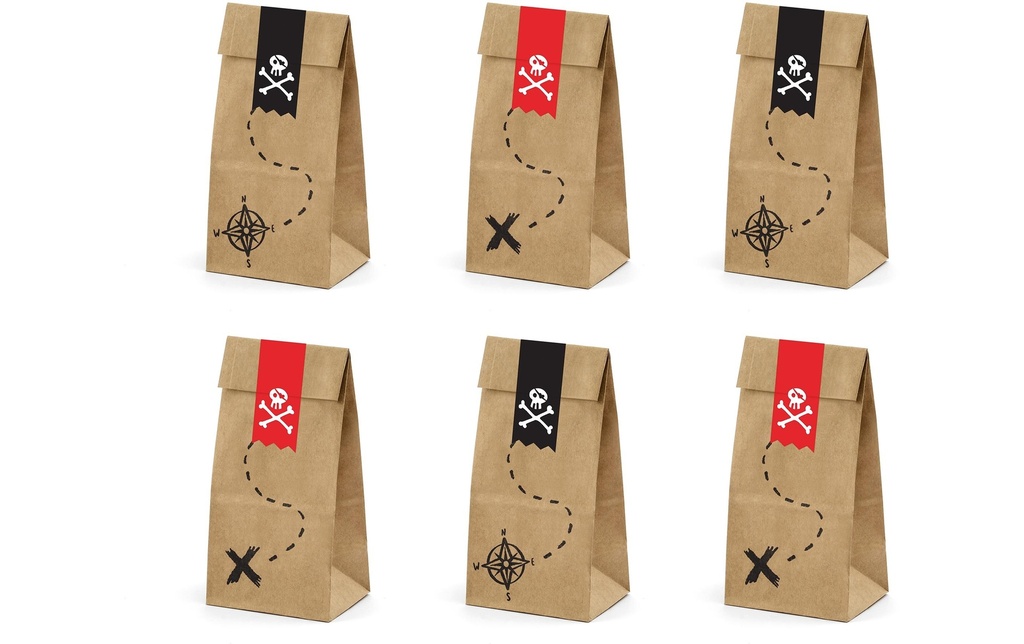 Partydeco Sachet cadeau Pirates 1 Pièce/s, Brun