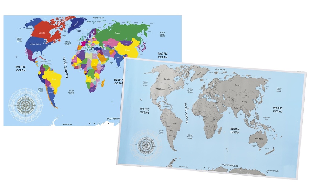 Partyartikel Carte du monde à gratter 88 x 52 cm