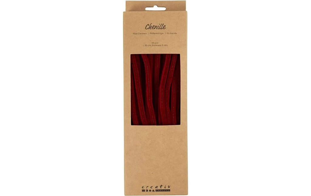 Creativ Company Fil-chenille 50 pièces, rouge foncé
