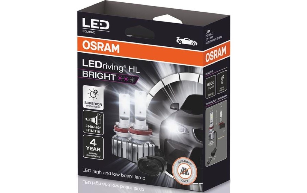 OSRAM LEDriving Off-Road LED Bright H8/H11/H16/H9/12V/19W Voiture de tourisme