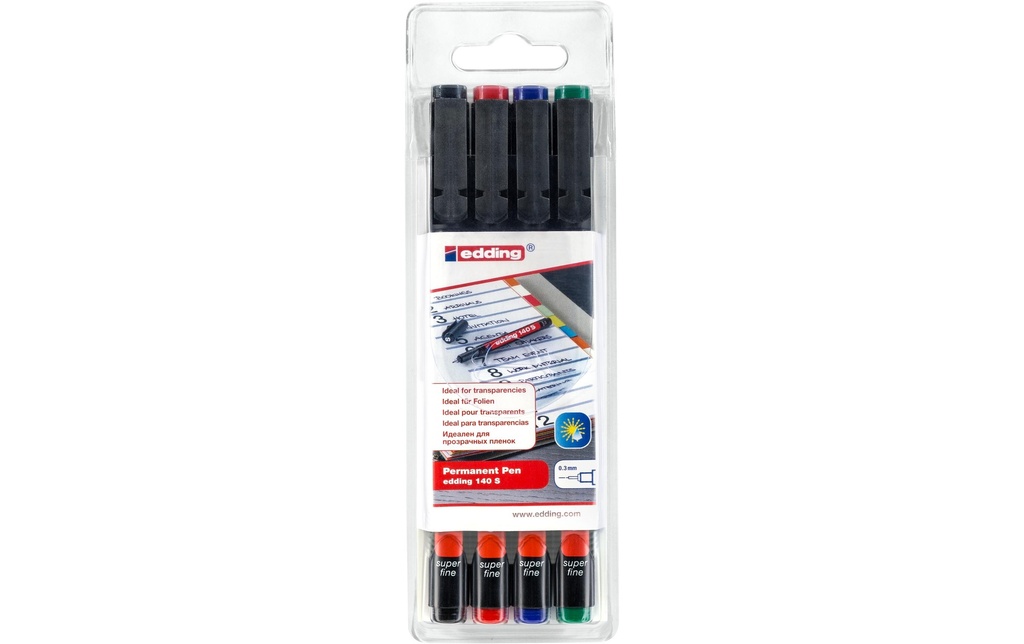 edding Stylo à feuilles Permanent Pen 140 S, 4-set