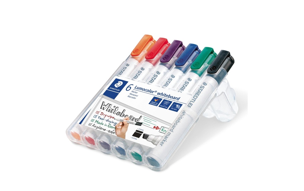 Staedtler Lumocolor 351 Lot de 6, pointe cunéiforme