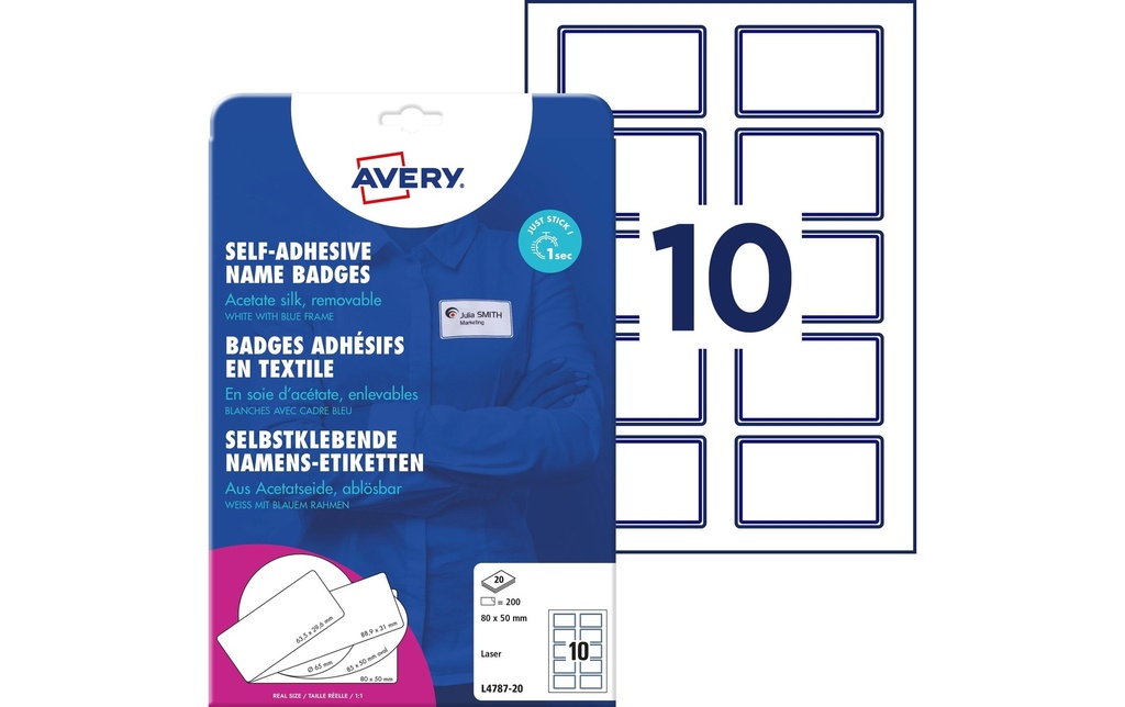Avery Zweckform Étiquettes porte-noms 80 x 50 mm, 20 feuille