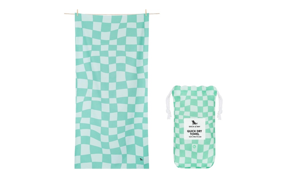 Dock & Bay Serviette de plage Check Mate 200 cm x 90 cm, Turquoise
