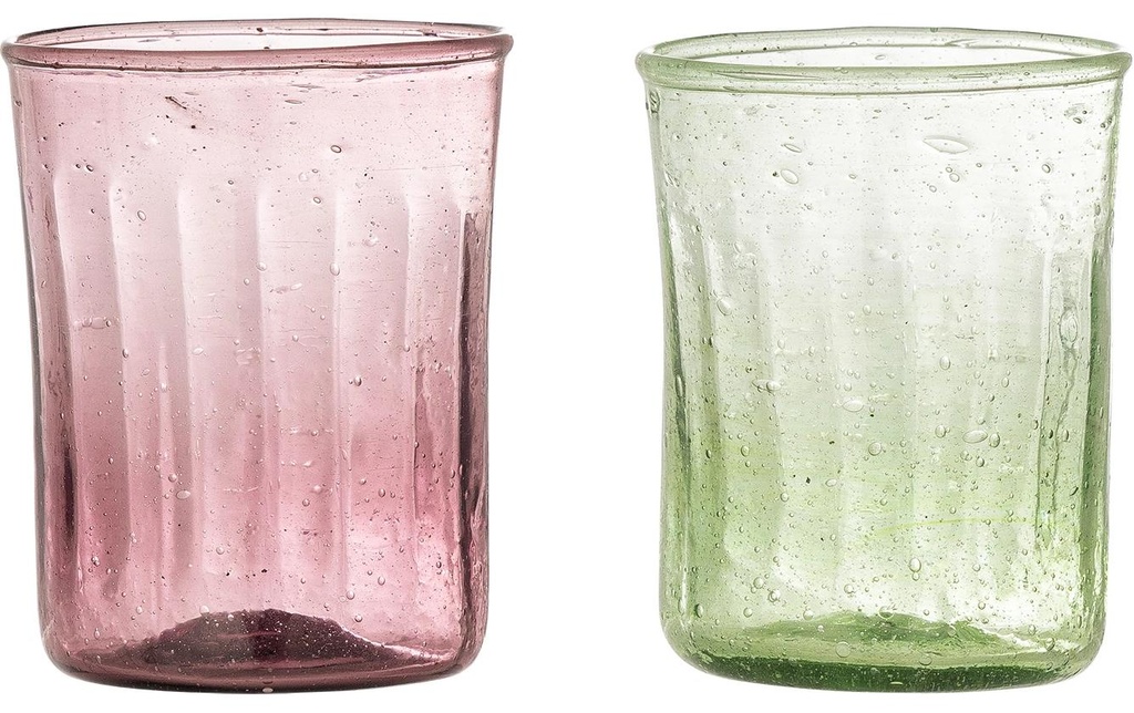 Bloomingville Verre Sunil 240 ml, 2 Pièce/s, Rouge/Vert
