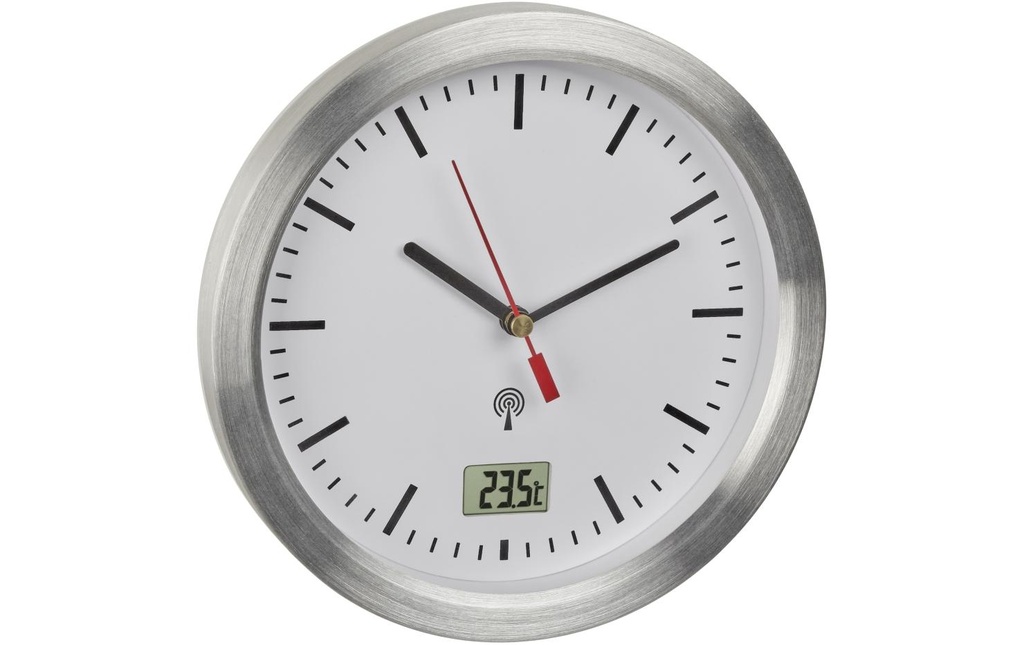 TFA Dostmann Horloge de salle de bain radio analogique Argenté