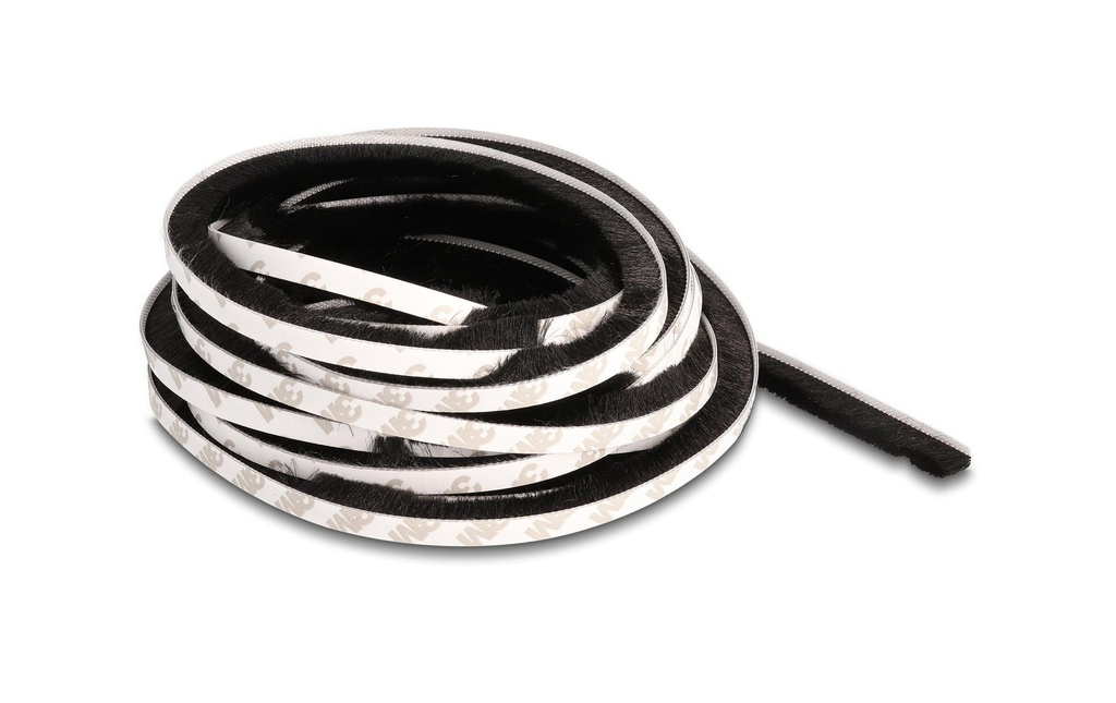 Delock Bandes de brosses autocollantes noir, 10mm – 5m