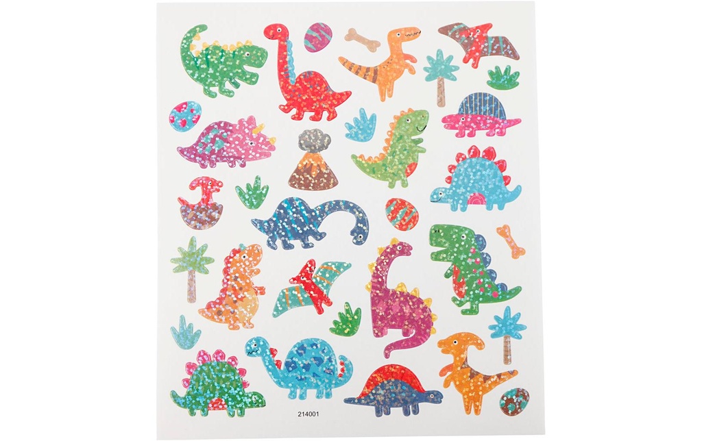 Creativ Company Autocollants à paillettes 15 x 16.5 cm 1 feuille, dinosaure