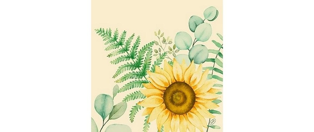 Duni Serviettes en papier Sunflower dreams 40 cm x 40 cm, 60 Pièce/s