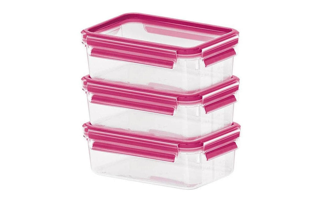 Emsa Récipients à provisions 3 pièces, 1.65 l, Transparent/Rose