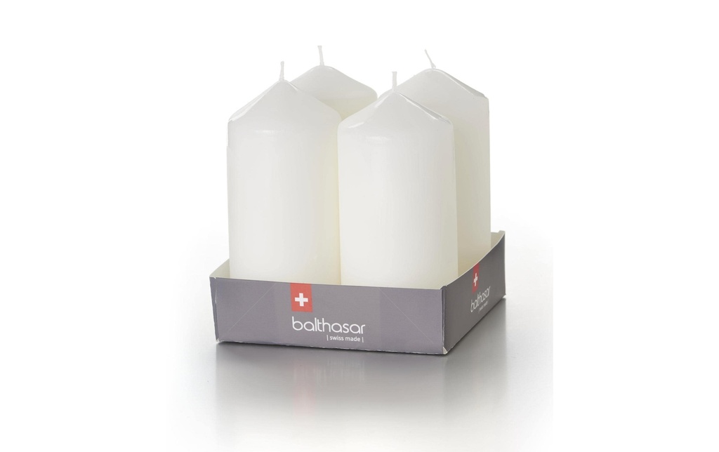 balthasar Bougie cylindrique Blanc, 4 pièces
