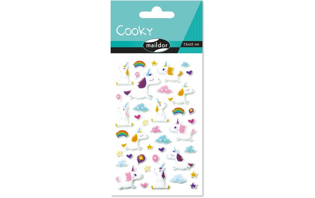 Clairefontaine Autocollant à motif 3D Cooky licornes 1 feuille