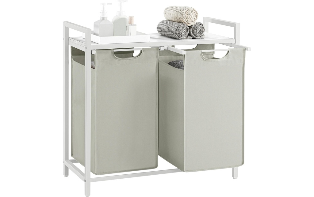 Songmics Corbeille à linge 92 l, Blanc