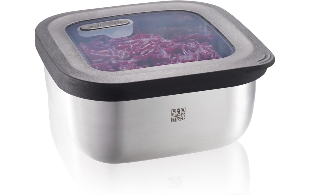 GEFU Boîte à provisions Provido Angulaire, 0.9 l, Noir/Argent mat