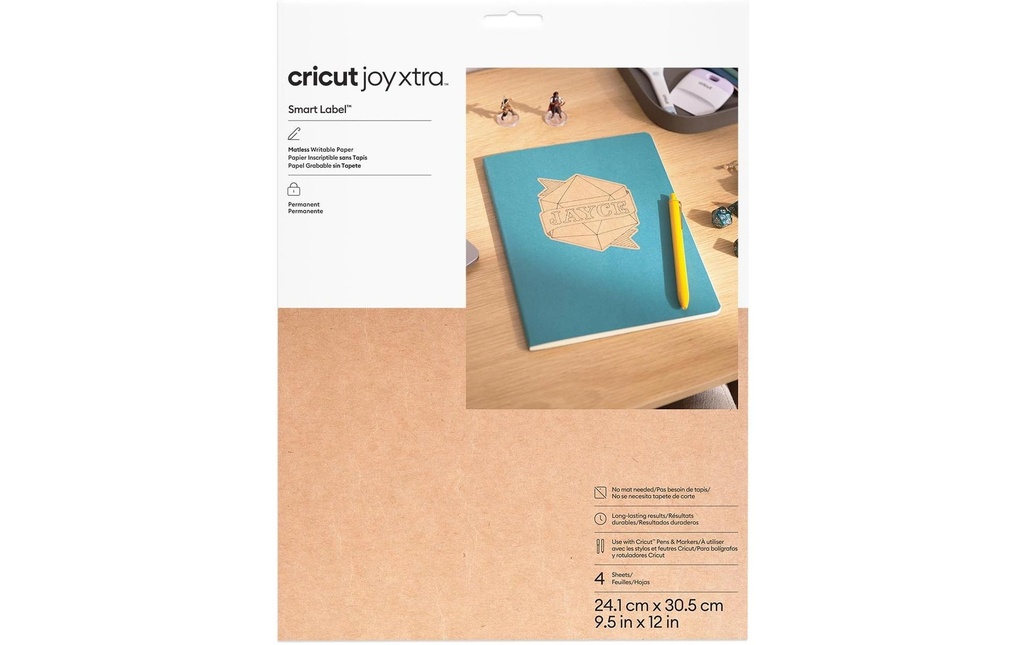 Cricut Papier autocollant Joy Xtra Kraft 21 x 30.5 cm, 4 arcs, Marron