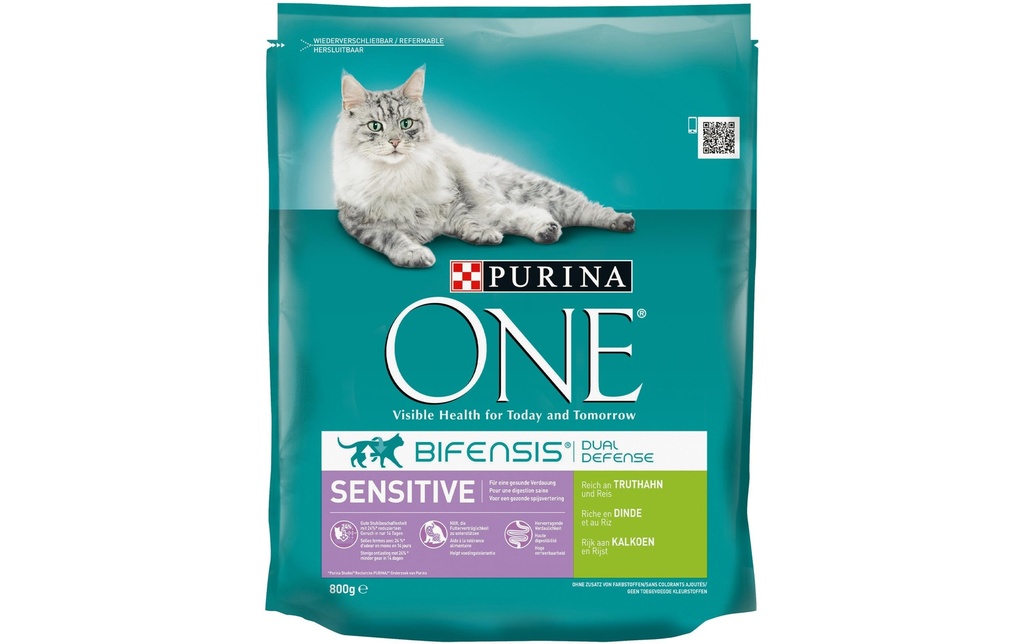Purina ONE Alimentation sèche Sensitive Dinde & Riz, 800 g