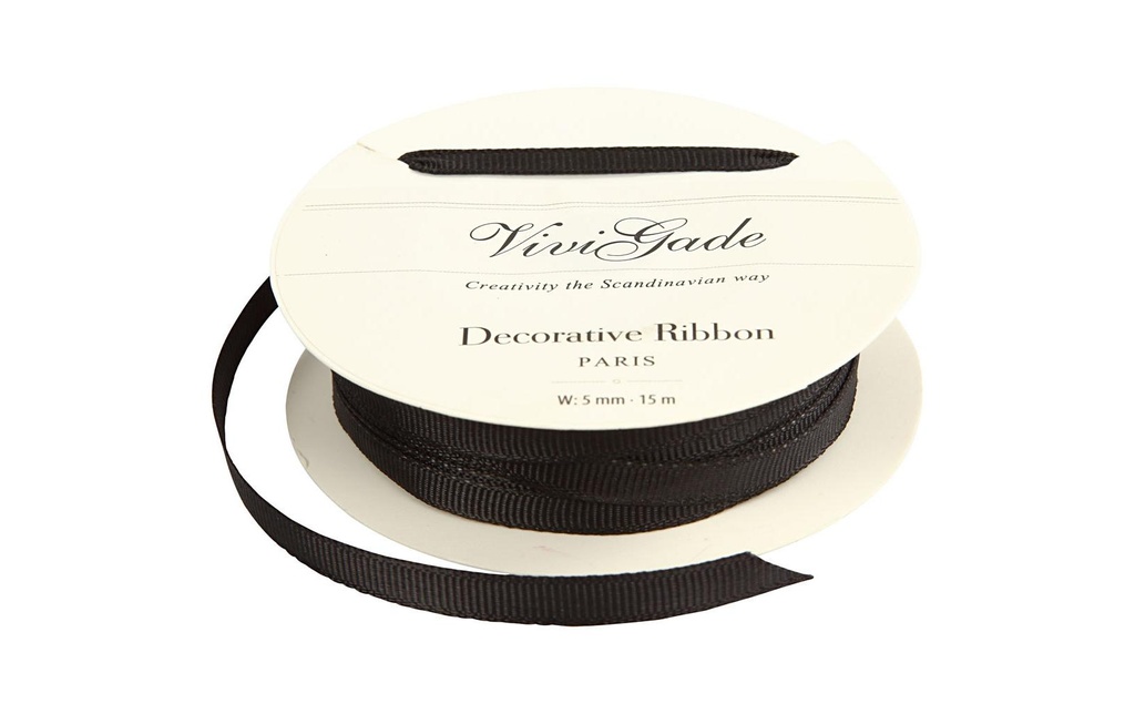 Creativ Company Ruban textile 6 mm x 15 m, noir