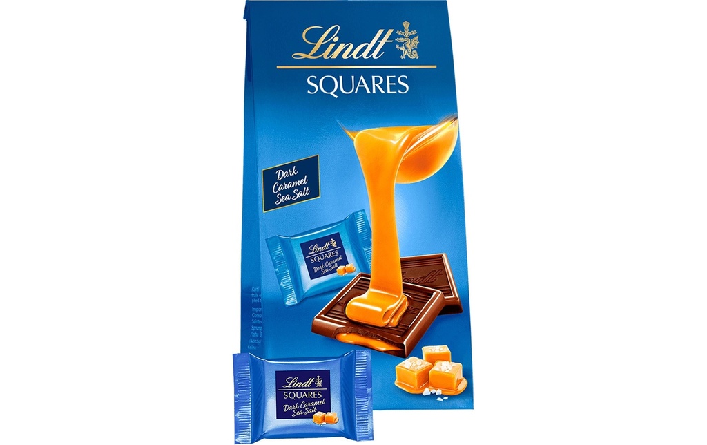 Lindt Pralines au chocolat Squares Dark Caramel Sea Salt 144 g