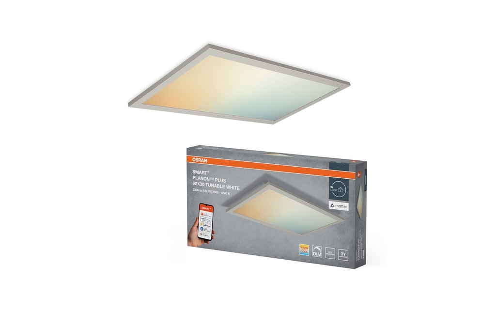 OSRAM Panneau à LED 600 x 300 mm, 22 W, 1600 lm, 3000-6500 K, blanc