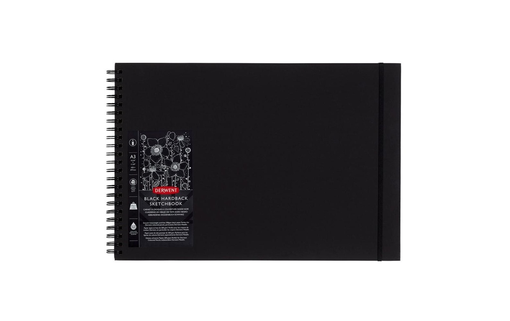 Derwent Carnet de croquis avec pages noires, A3, format paysage, 40 feuilles