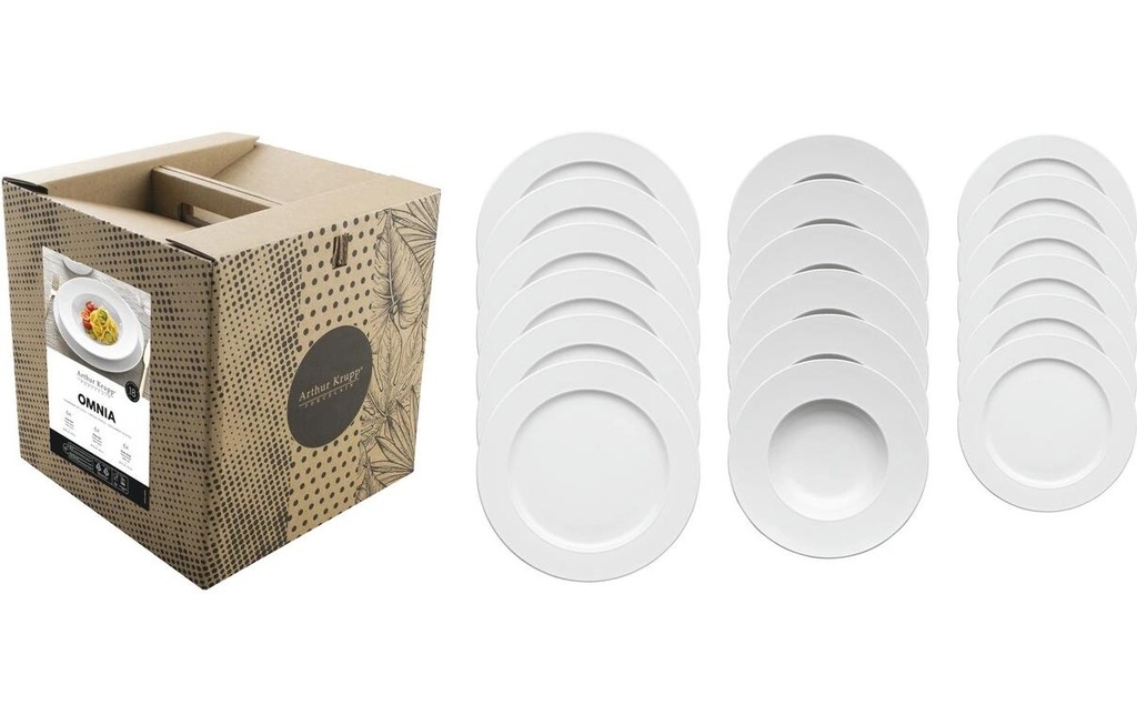 Arthur Krupp Set d’assiettes Omnia 18 Pièce/s,Blanc