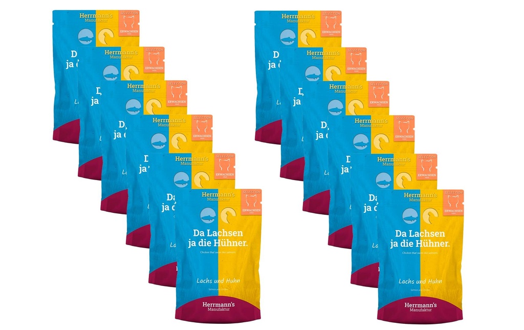 Herrmann's Alimentation humide Saumon et poulet 12 x 100 g