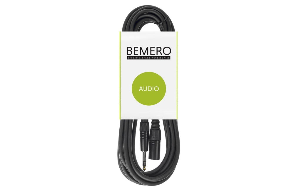 Bemero Câble XLR XLRm jack 6.3 symétrique 6 m, Noir