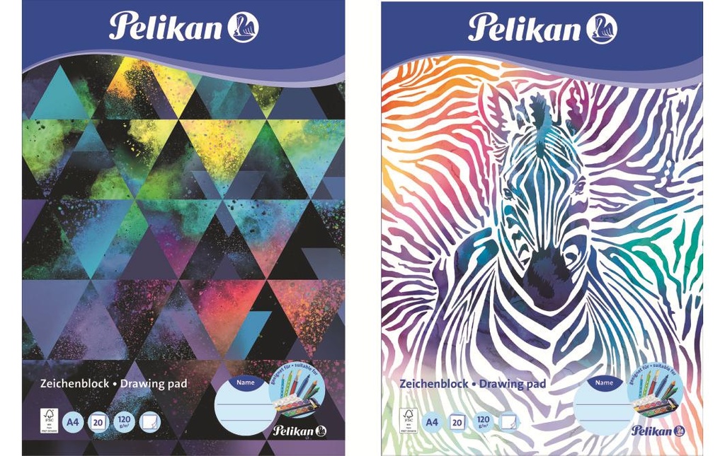 Pelikan Carnet de dessin A4 à 2 motifs 20 feuilles. 1 pièce