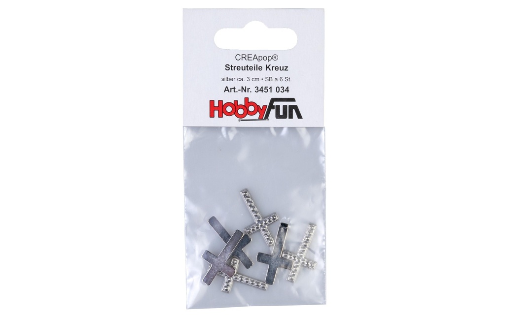 HobbyFun Décoration à éparpiller Croix 3 cm 6 pièces