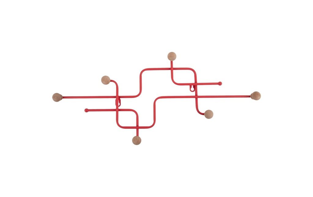 present time Portemanteau mural Metro 60.5 x 26.5 cm, Scarlet red