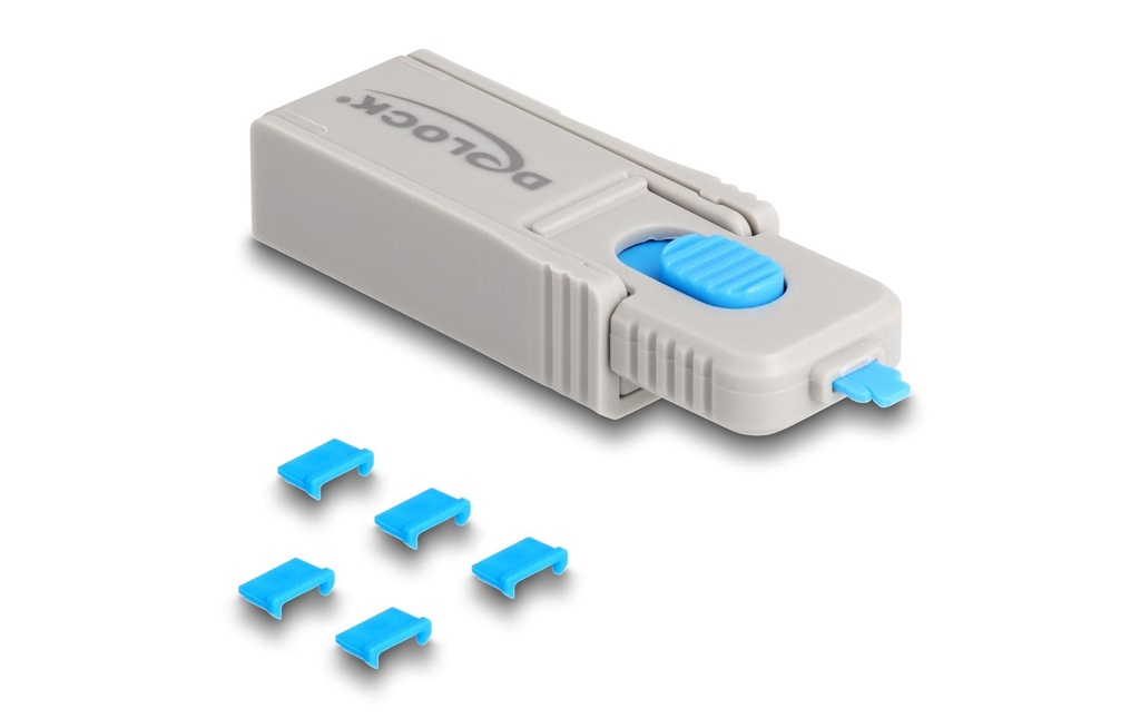 Delock Micro USB Port Blocker Set 5 pièces avec outil de fermeture Bleu