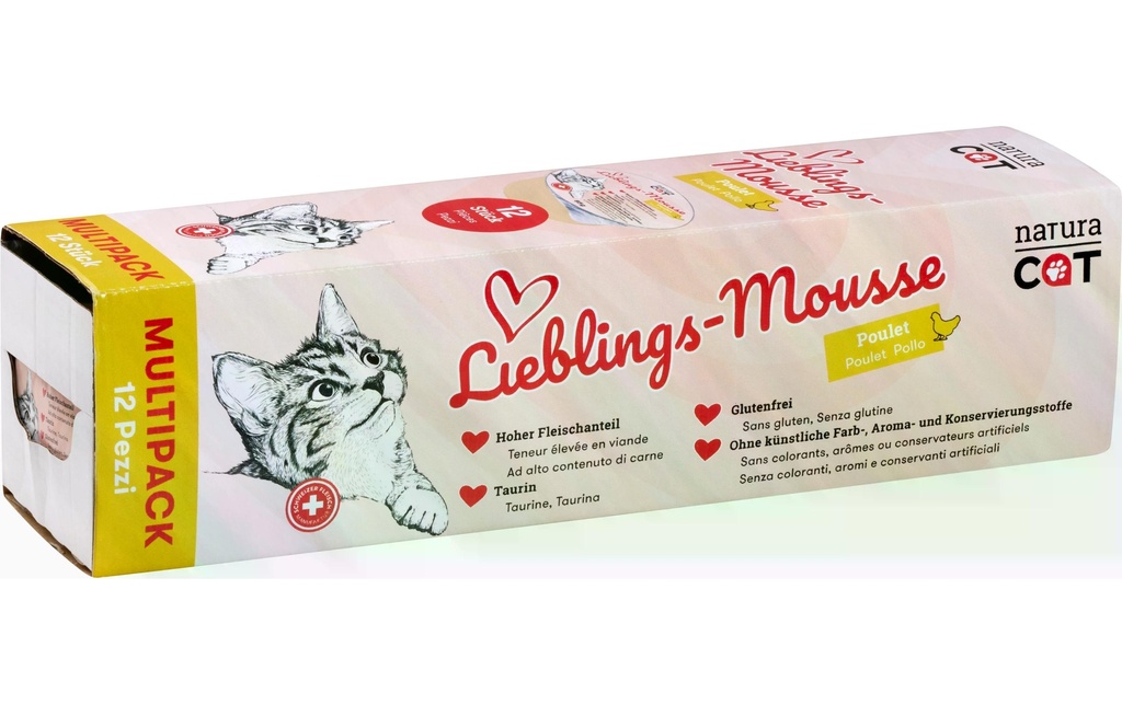 naturaCat Alimentation humide Mousse de poulet préférée, 12 x 85 g