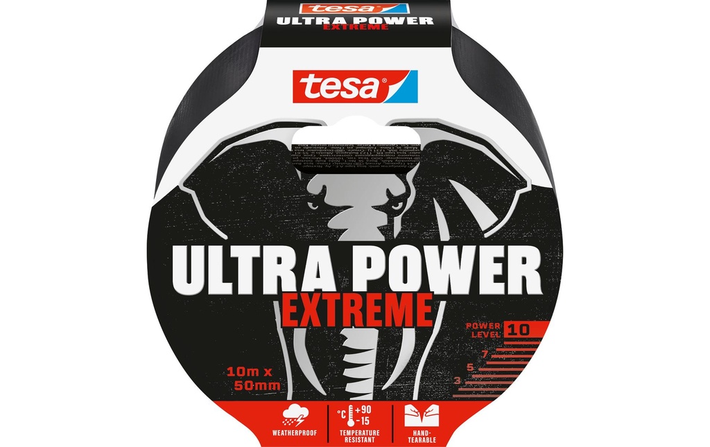 tesa Ruban adhésif Ultra Power Extreme, 50 mm x 10 m, Noir