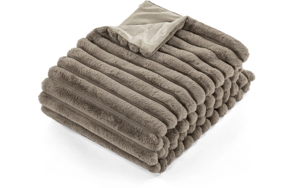 Tiseco Couverture Rabbit Stripe 130 x 170 cm, Taupe