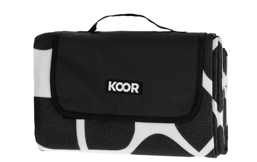 KOOR Couverture de pique-nique Ornemental, noir/blanc 135 x 160 cm