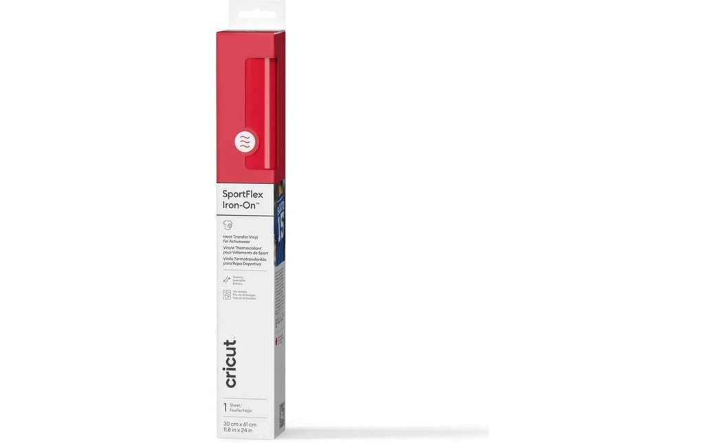 Cricut Film thermocollant Sportflex Iron-On 30 x 61 cm, rouge