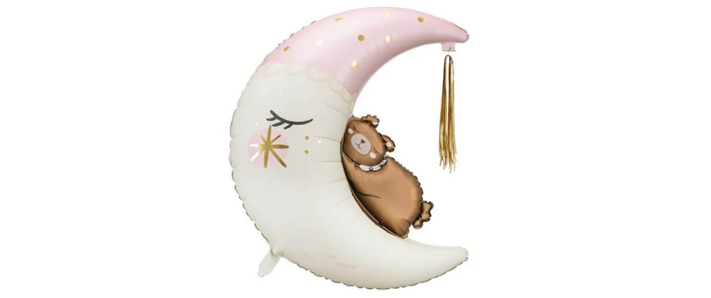 Partydeco Ballon en aluminium Ours en peluche Lune 80 x 98 cm