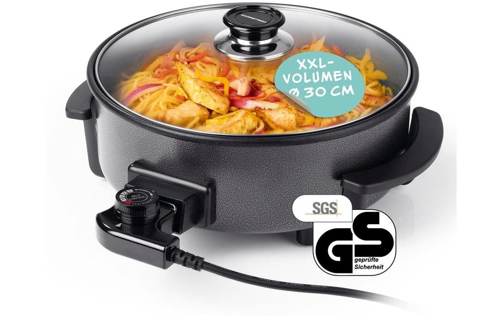 GOURMETmaxx Poêle à frire avec couvercle, 1500 W