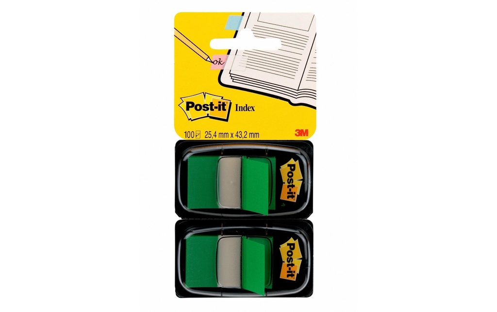 Post-it Marque-page Post-it Index 680-B2 Vert, 2 pièces