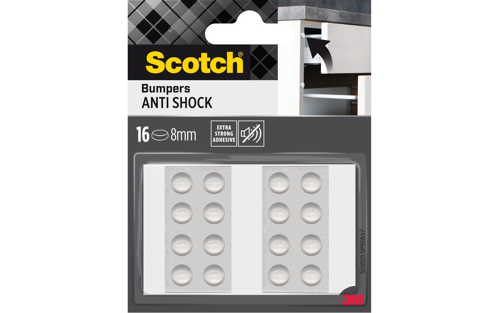 Scotch Tampon de protection Anti Shock, Ø 8 mm, Transparent, paquet de 16