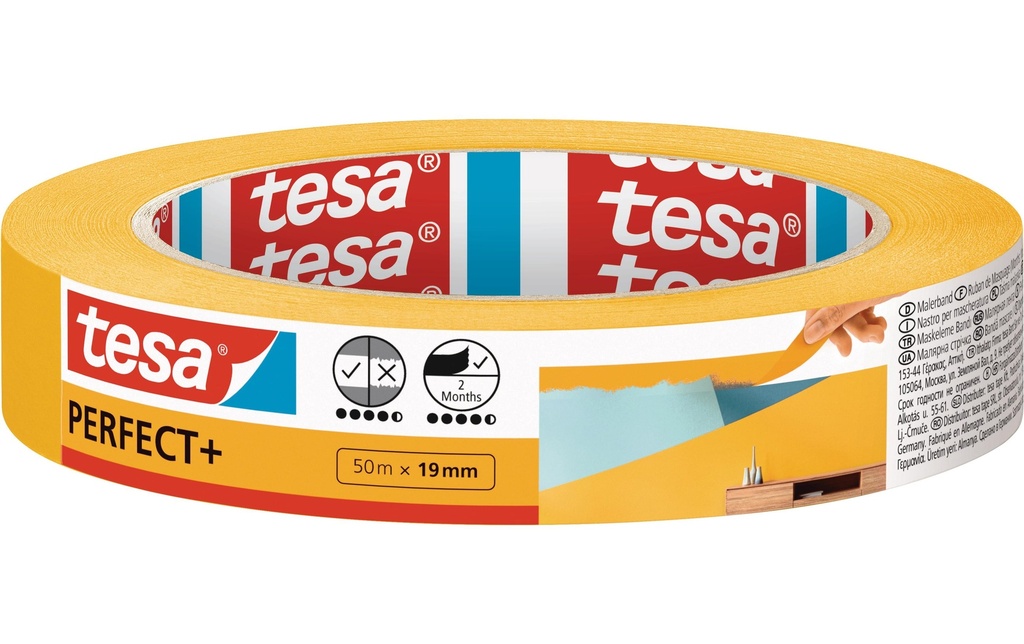 tesa Ruban de peintre Ruban de peinture – Ruban de masquage Perfect+ 50m x 19 mm