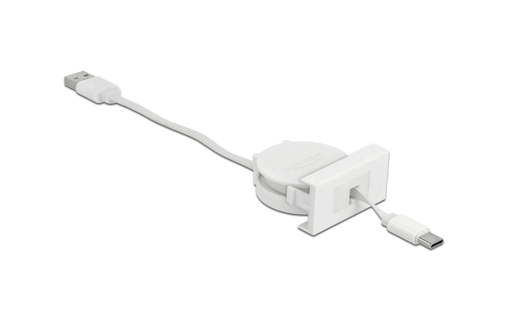 Delock Easy 45 Module USB 2.0 Câble à dérouler USB-A - USB-C 0.62 m