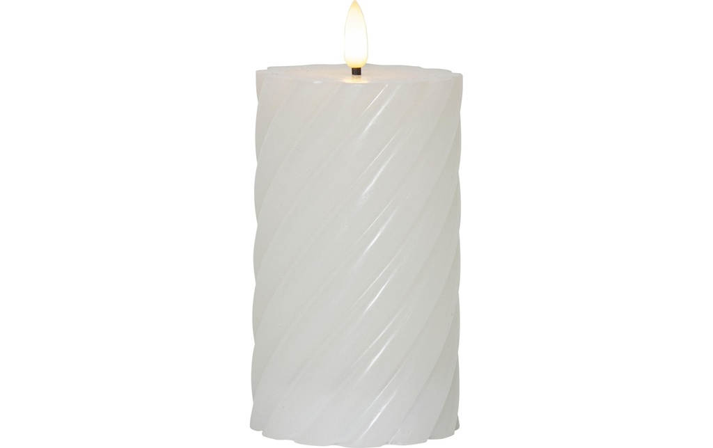 Star Trading Bougie LED Pillar Flamme Swirl, Ø 7.5 x 15 cm, Blanc