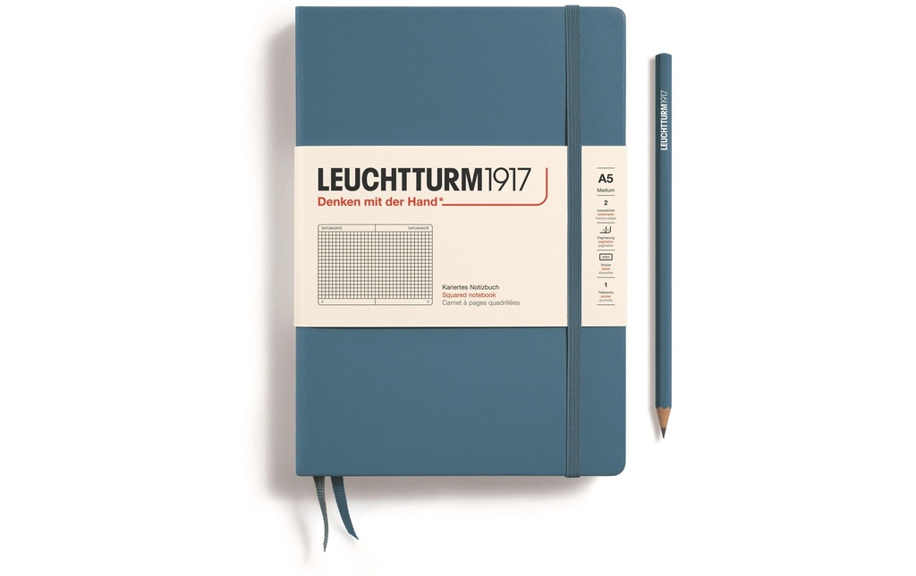 Leuchtturm Bloc-notes Medium A5, À carreaux, Bleu